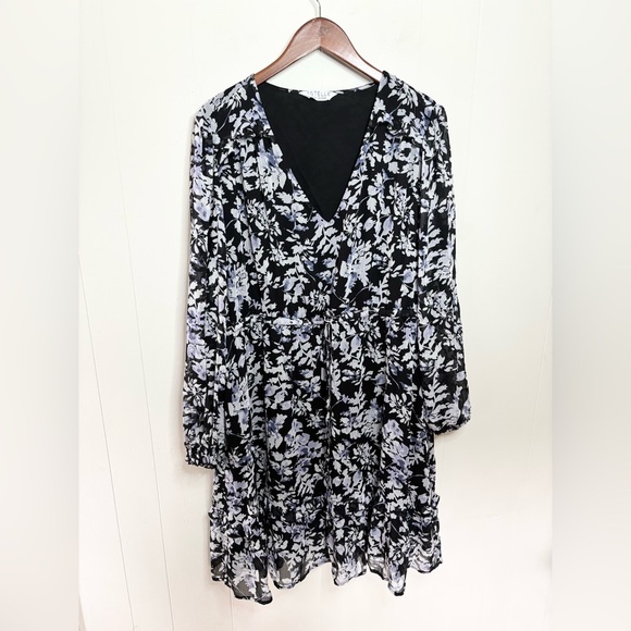 Estelle plus size long sleeve ruffle knee length mini dress size 3X floral - Picture 1 of 4